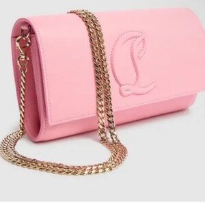 Christian Louboutin Pink Clutch with Gold Chain
